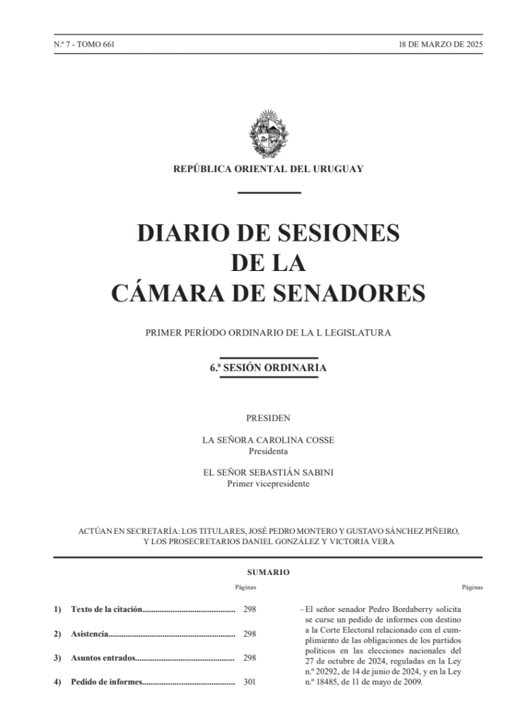 DIARIO DE SESIONES DE LA CAMARA DE SENADORES del 18/03/2025
